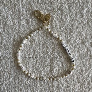 Little Words Project “Be Happy” Beaded Keychain Bag Charm with Smiley Faces